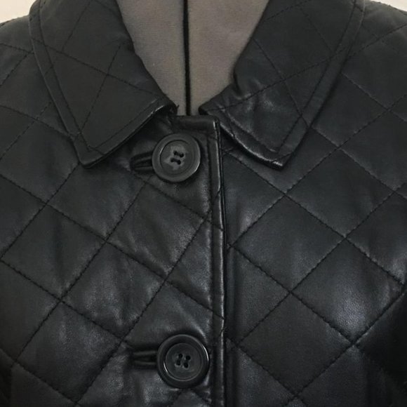 KENAR Black Quilted Leather Jacket Women's Size 4 - Picture 2 of 12